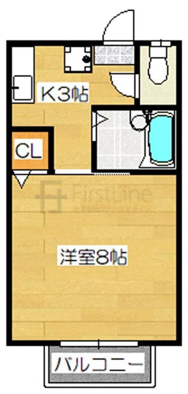 フレグランスII B棟(1K/2階)の間取り写真