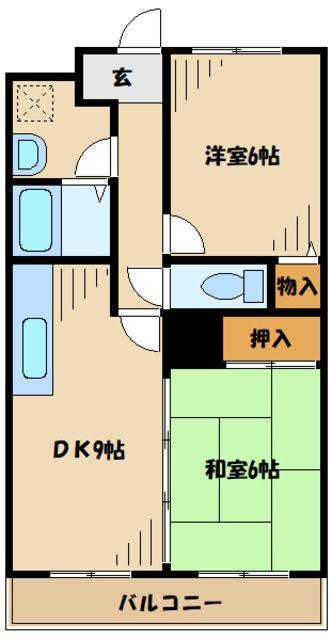 ドリームハイツ南林間(2DK/1階)の間取り写真