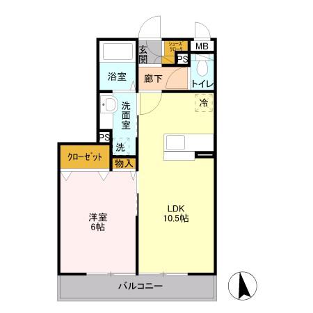 レガーロ(1LDK/2階)の間取り写真