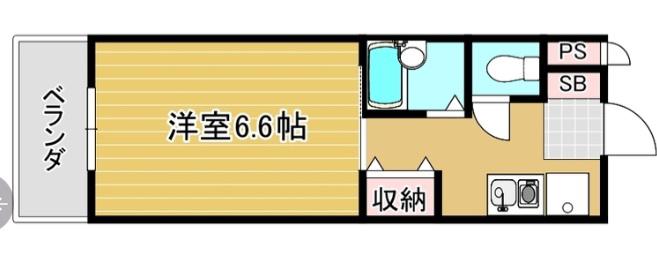 エクセレント上新10(1K/6階)の間取り写真