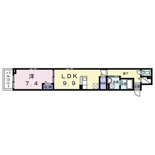 ヒカルサ泉大津条南町(1LDK/2階)の間取り写真