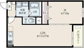 JACK KANSEIII(1LDK/1階)の間取り写真