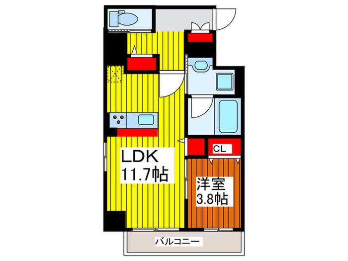 EMALIA新都心(1LDK/8階)の間取り写真