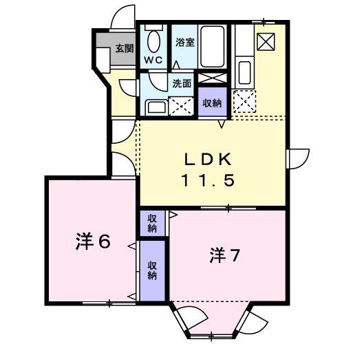 ヴェルダクーボ(2LDK/1階)の間取り写真