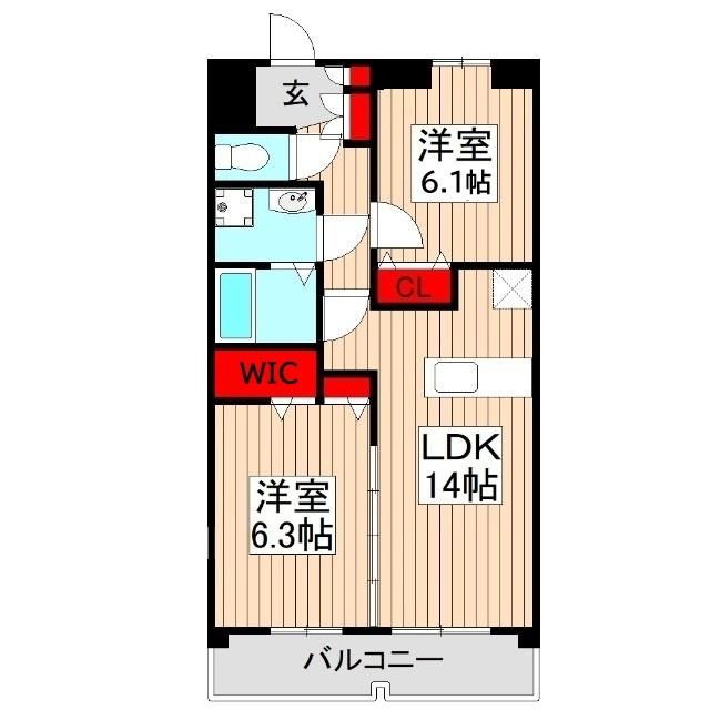 ウィステリア(2LDK/4階)の間取り写真