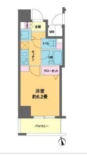 カスタリア新富町III(1K/3階)の間取り写真