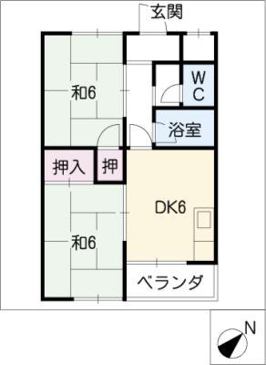 メゾングリーンイースト(2DK/1階)の間取り写真