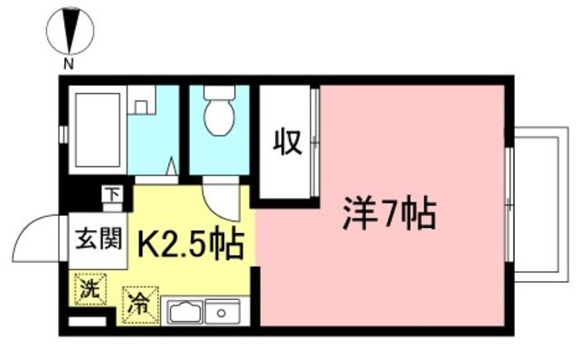 ハイツHIRO(1K/1階)の間取り写真