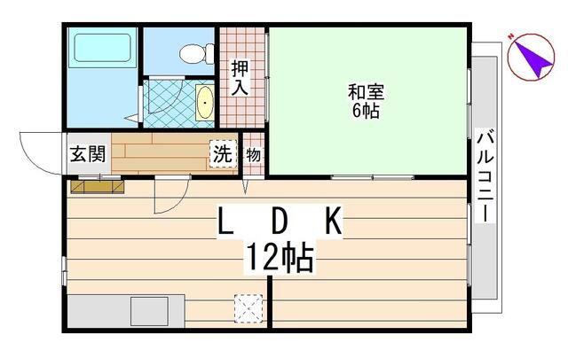 PEARサンビレッジ北中沢A(1LDK/1階)の間取り写真