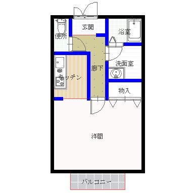 サンハイツB(1K/1階)の間取り写真