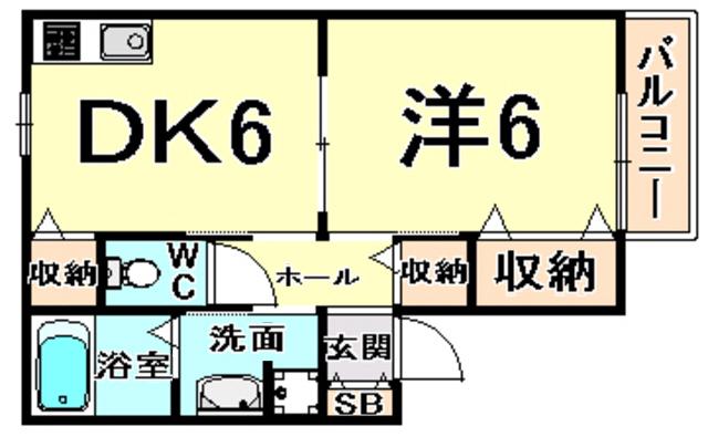 ブランアビタシオン(1DK/2階)の間取り写真