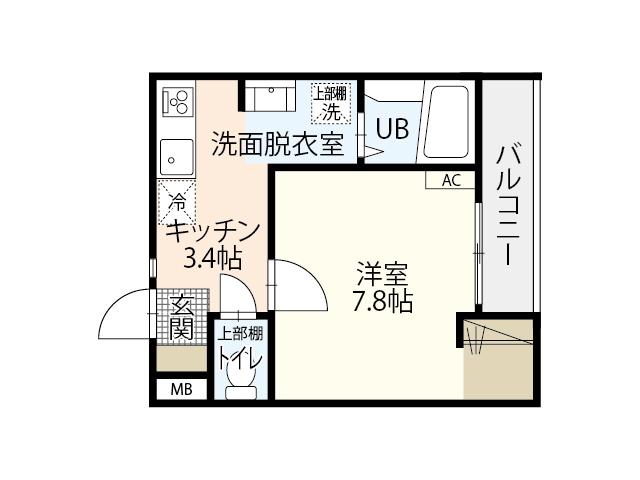 エールメゾン己斐上弐番館(1K/2階)の間取り写真