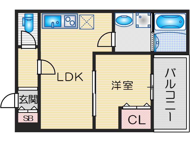 フォレ下穂積(1LDK/2階)の間取り写真