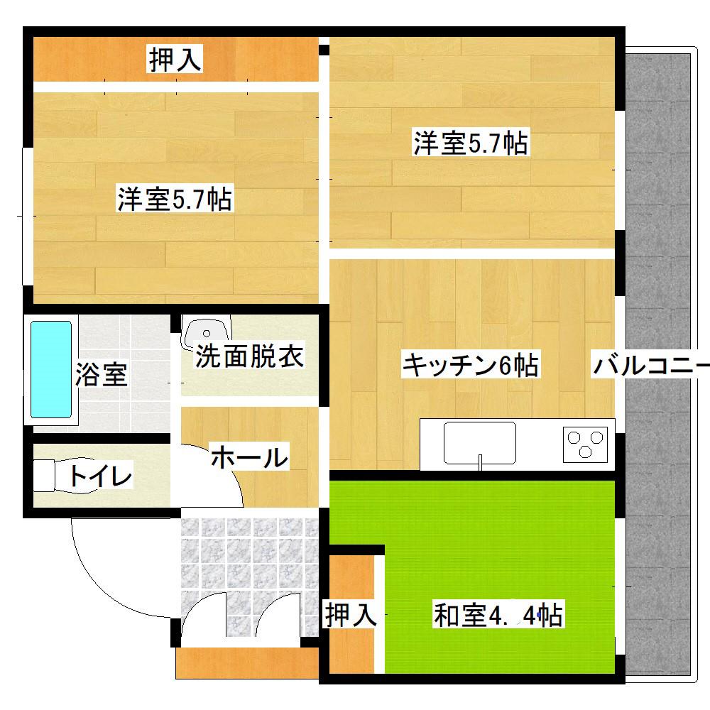 ビレッジハウス若草2号棟(3DK/2階)の間取り写真
