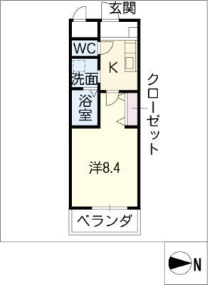 クレア山町(1K/2階)の間取り写真
