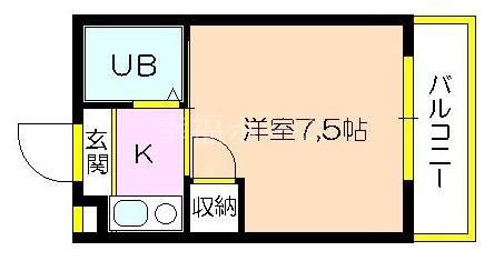 メゾン末広(1K/4階)の間取り写真