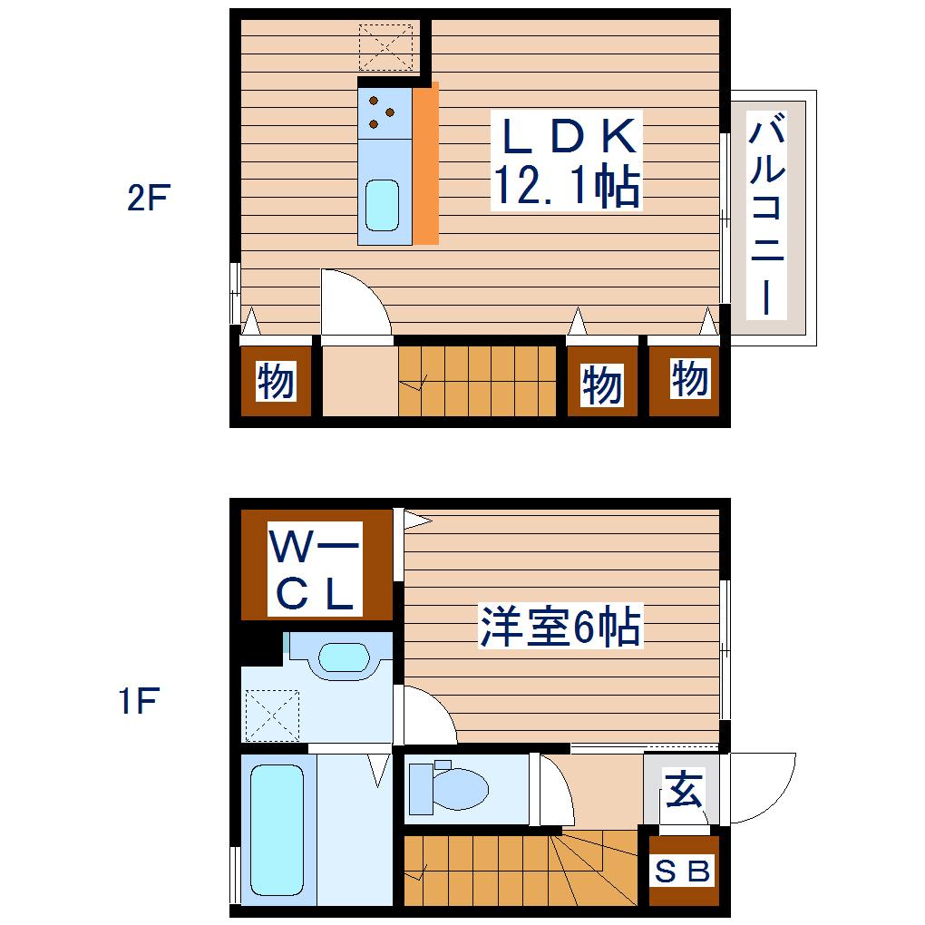 AVENIR 二番館(1LDK/1階)の間取り写真