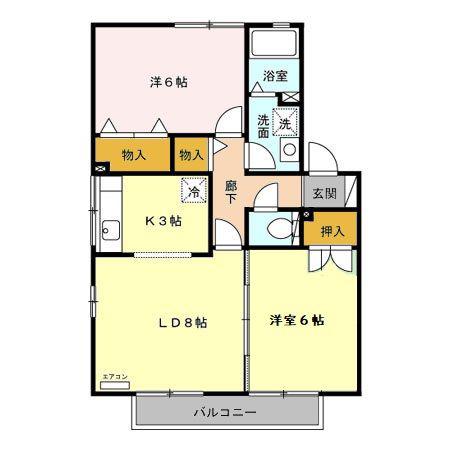 サンメゾンC(2LDK/2階)の間取り写真