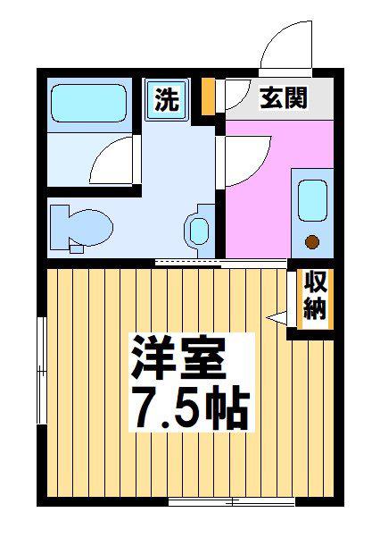 ファブール世田谷仙川(ワンルーム/2階)の間取り写真