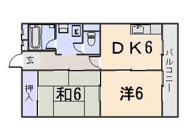京阪京津線 追分駅(滋賀) 徒歩7分 3階建 築51年(2DK/3階)の間取り写真