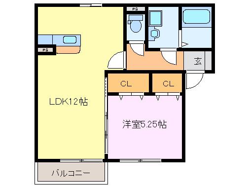 ベルポートII(1LDK/2階)の間取り写真