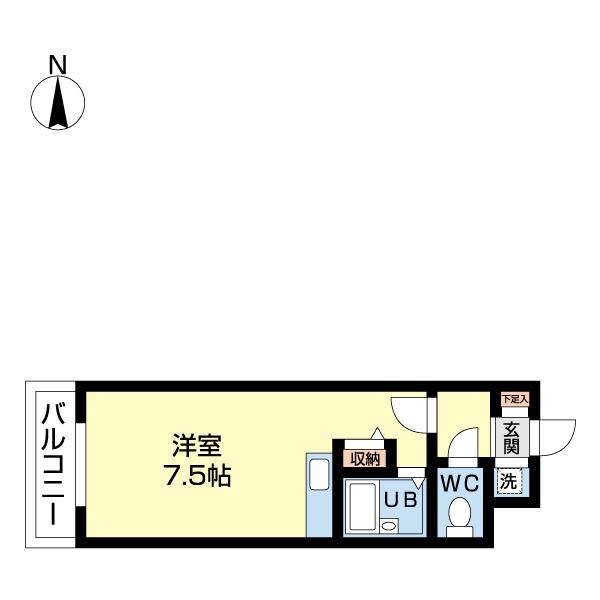 リバーサイドヒルズ(ワンルーム/4階)の間取り写真