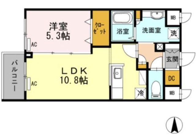 ウェルデンス江古田(1LDK/1階)の間取り写真