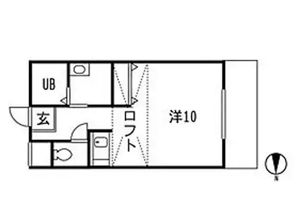 第二ガーネットハウスB(ワンルーム/2階)の間取り写真