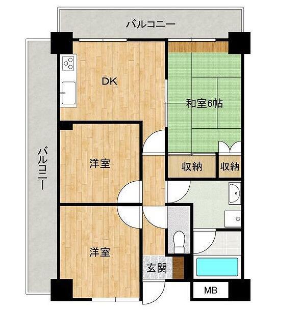 ベルメール土居(3DK/5階)の間取り写真