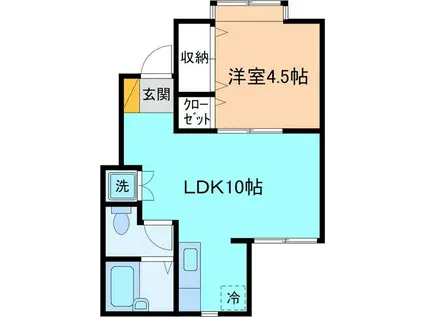 ポップレーア(1LDK/1階)の間取り写真