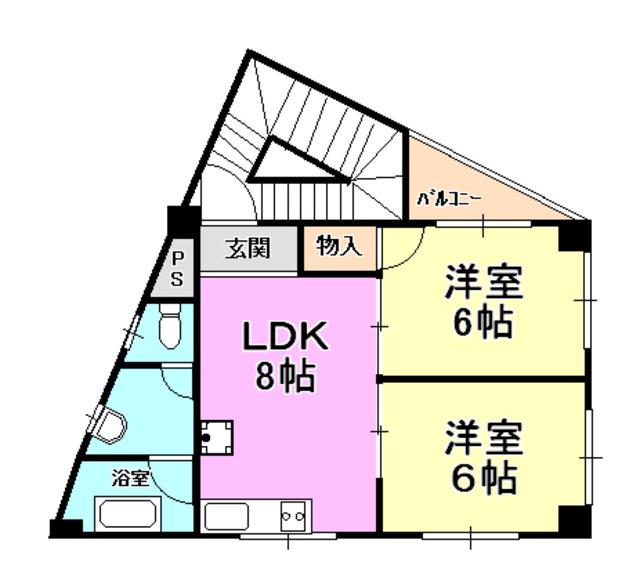 増田ビル(2DK/4階)の間取り写真