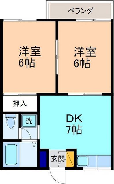リヴイースト(2DK/1階)の間取り写真