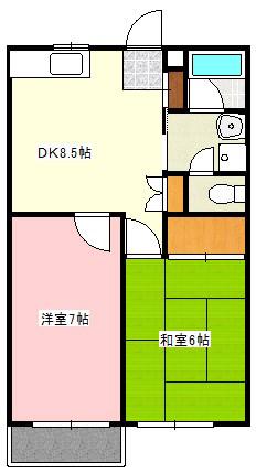 染谷ハイツ(2DK/2階)の間取り写真