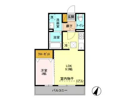 ゼピュロスみどりのG棟(1LDK/1階)の間取り写真