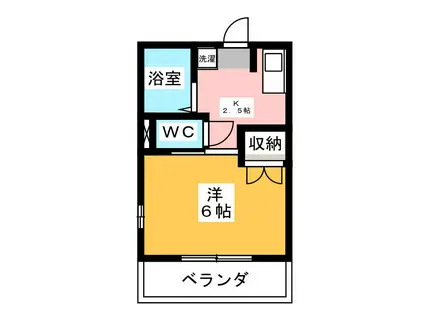 フローラルカワイ(1K/2階)の間取り写真