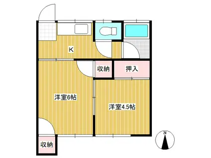 常田ハイツA棟(2K/1階)の間取り写真