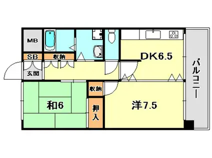 ベルコート須磨(2DK/1階)の間取り写真