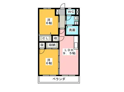 ロイヤルシティ豊田A(2LDK/4階)の間取り写真
