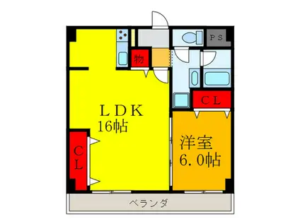 SIハイツ大阪II(1LDK/1階)の間取り写真