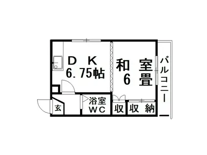 富士マンション浪花(1DK/4階)の間取り写真
