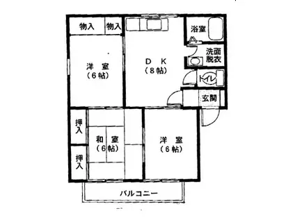 メイポール上温品A(3DK/2階)の間取り写真
