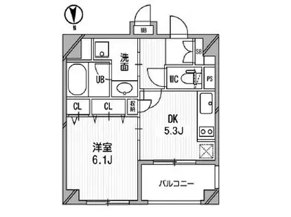クリオ三田ラ・モード(1DK/6階)の間取り写真