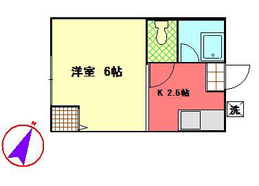 今井ハイツD(1K/2階)の間取り写真