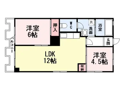 渡辺興産ビル(2LDK/4階)の間取り写真
