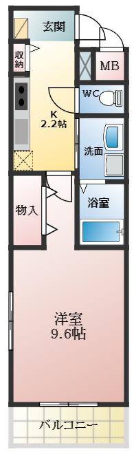 アルモニーブラッセ(1K/2階)の間取り写真