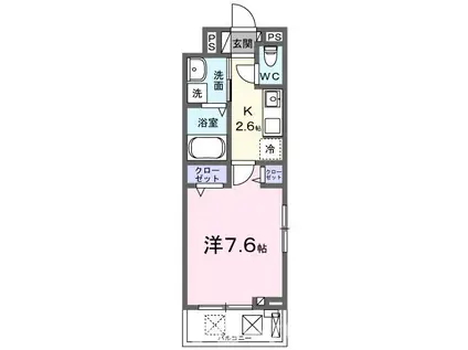 ヴィオレット(1K/2階)の間取り写真