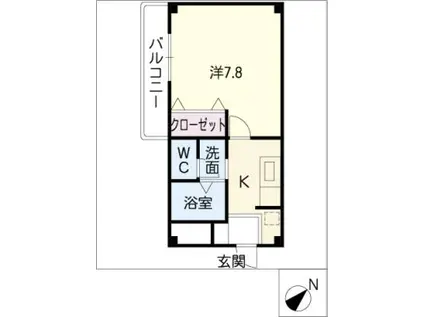 エクシード弥生(1K/2階)の間取り写真