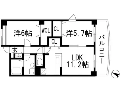 アルティス宝塚(2LDK/2階)の間取り写真