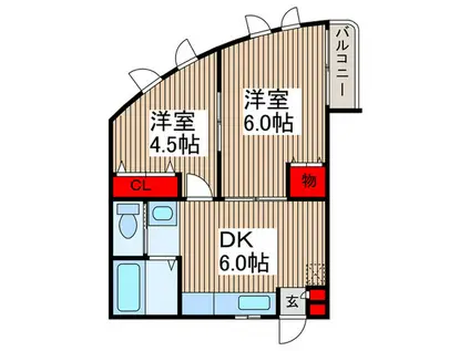 パークマンション東川口(2DK/2階)の間取り写真