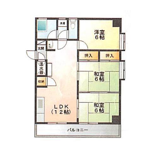 小郡フラワーマンション(3LDK/2階)の間取り写真